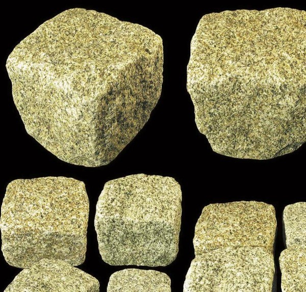 Pflastersteine Granit, gelbgrau 4x6 cm