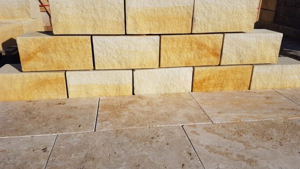 Mauerstein Schlesischer Sandstein gelb, gesägt 40x20x20 cm