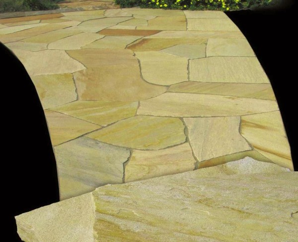 Polygonalplatten Quarzit San Tome gelblich, 2,5-4 cm stark